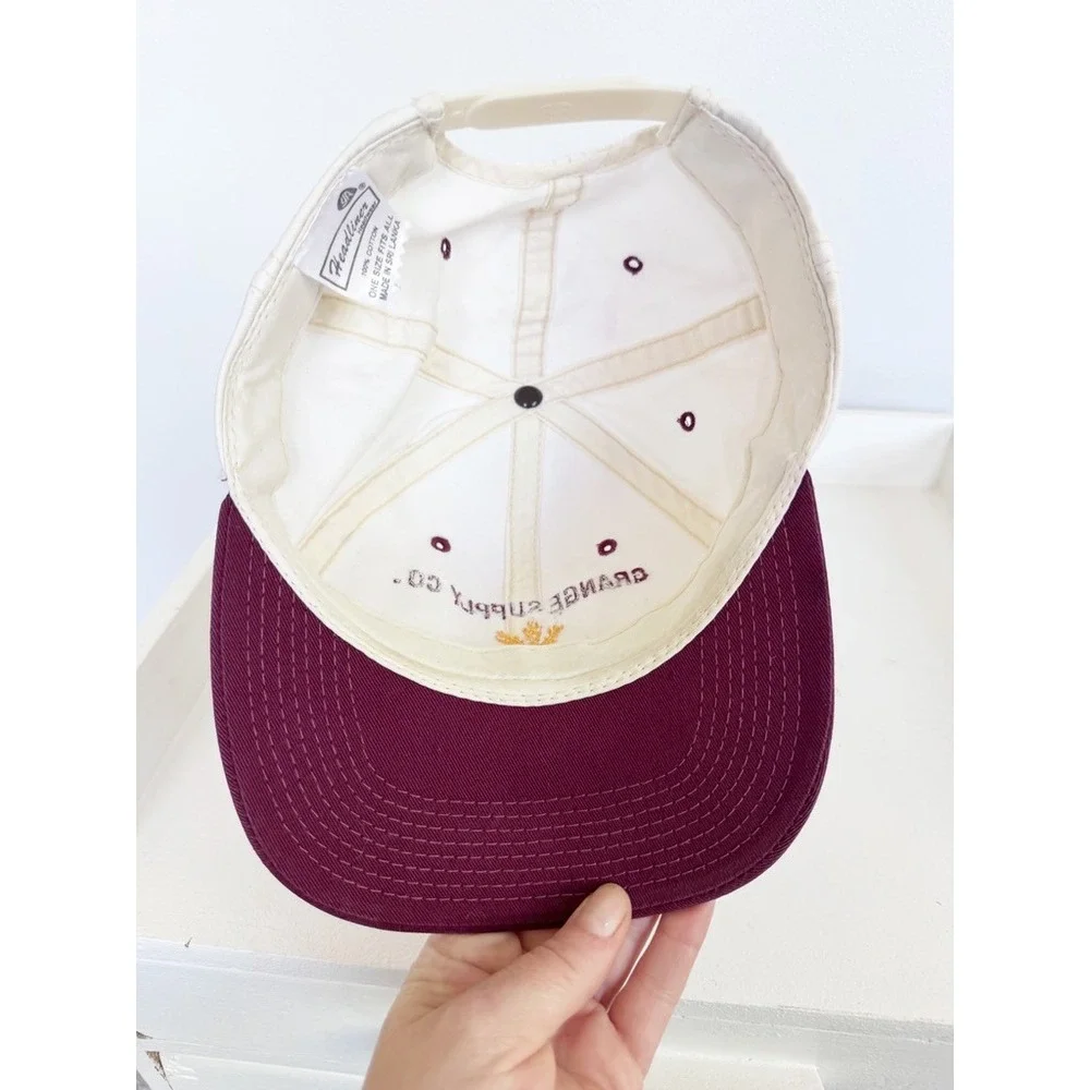 Vintage Grange Supply Co Snapback Hat Maroon Cream Pullman WA Potlatch ID